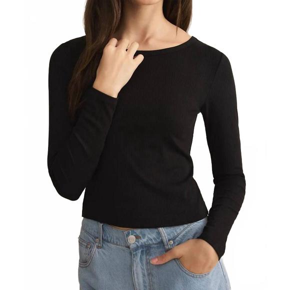 NEW Z SUPPLY infinity fitted layering crew neck tee in black - Picture 2 of 4